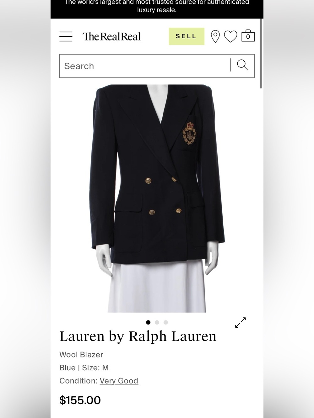 Ralph Lauren Navy Double-Breasted Crest Blazer